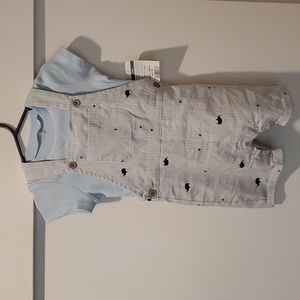 NWT 2 Piece Whale Overalls and Shirt